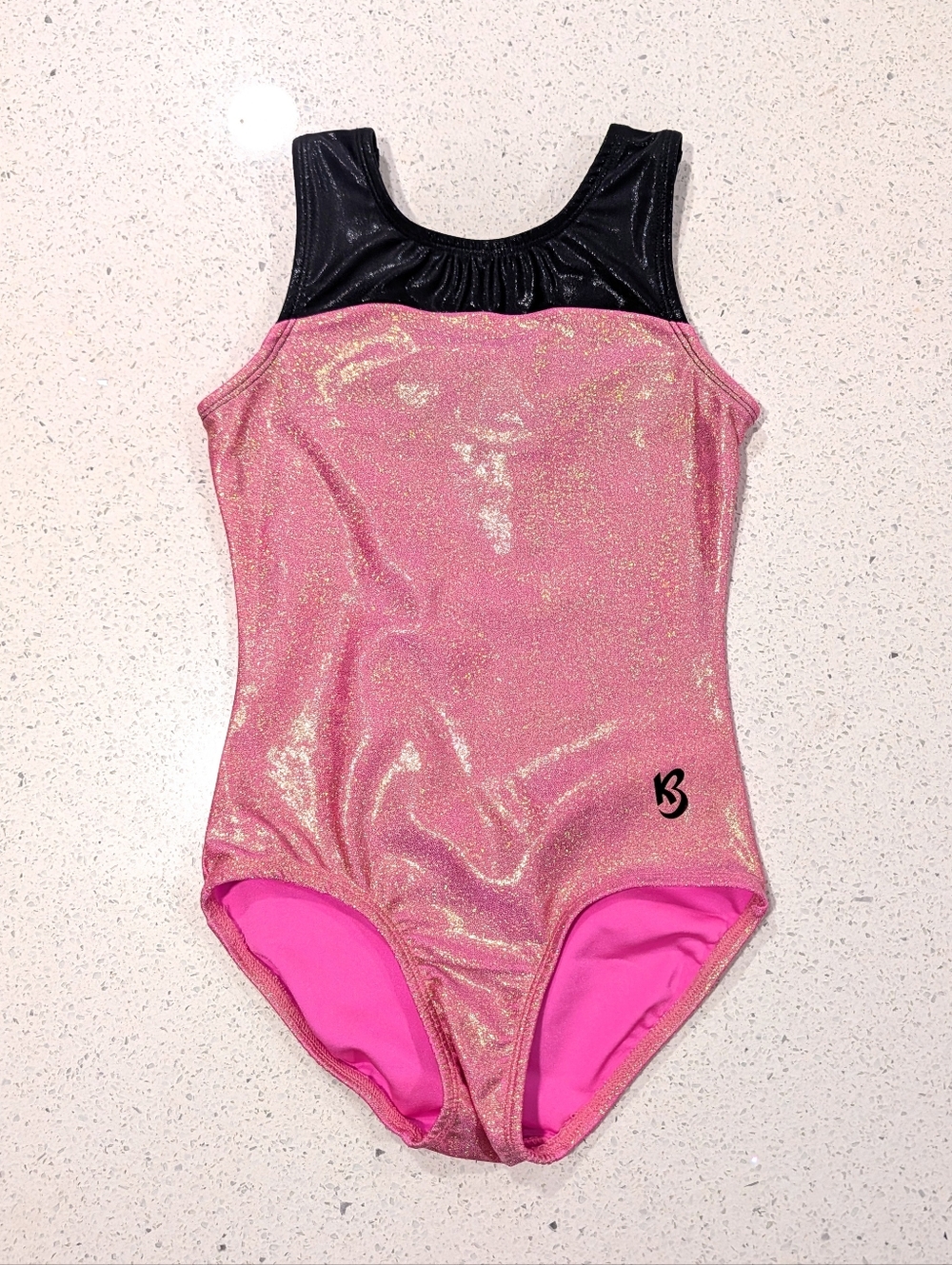 BEAUTIFUL Kbee Gymnastics Dance Leotard Medium 10-11 Salmon METALLIC Pixelated